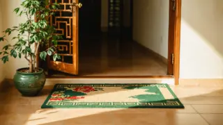 風水で運気アップする青い模様のおしゃれな玄関マット