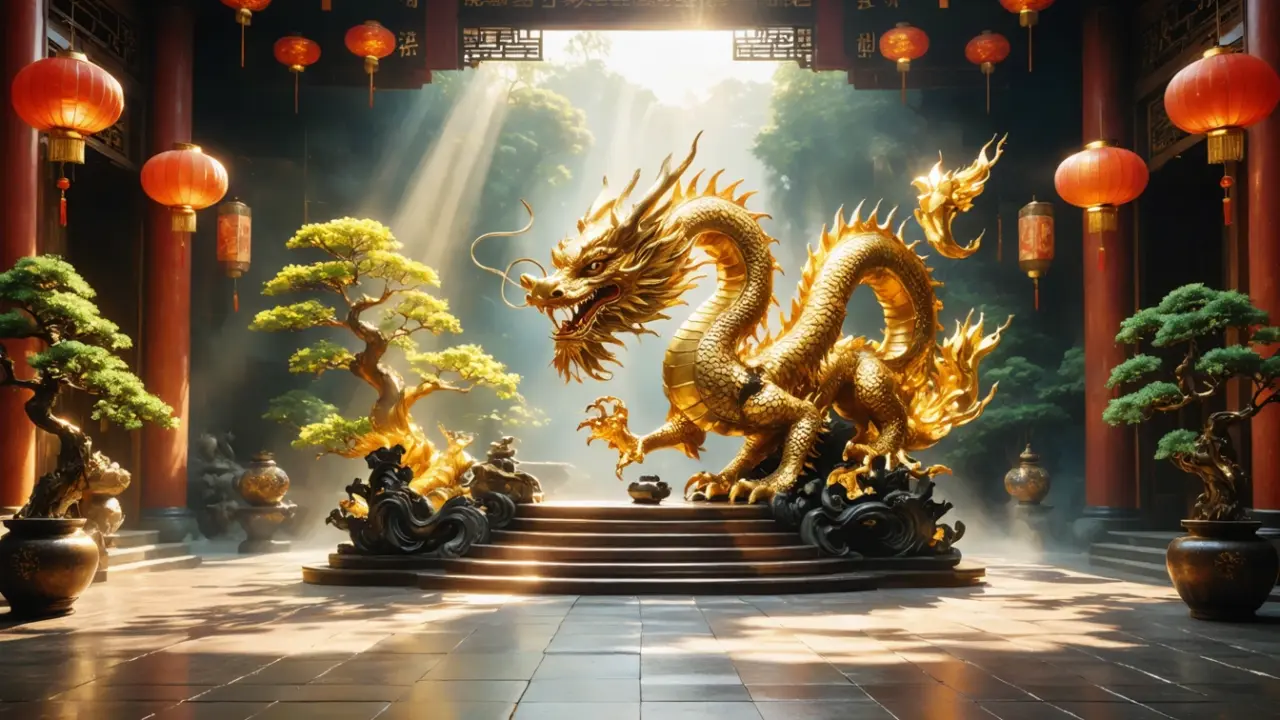 最強風水 黄金の龍の絵 玄関の開運アイテムで金運上昇